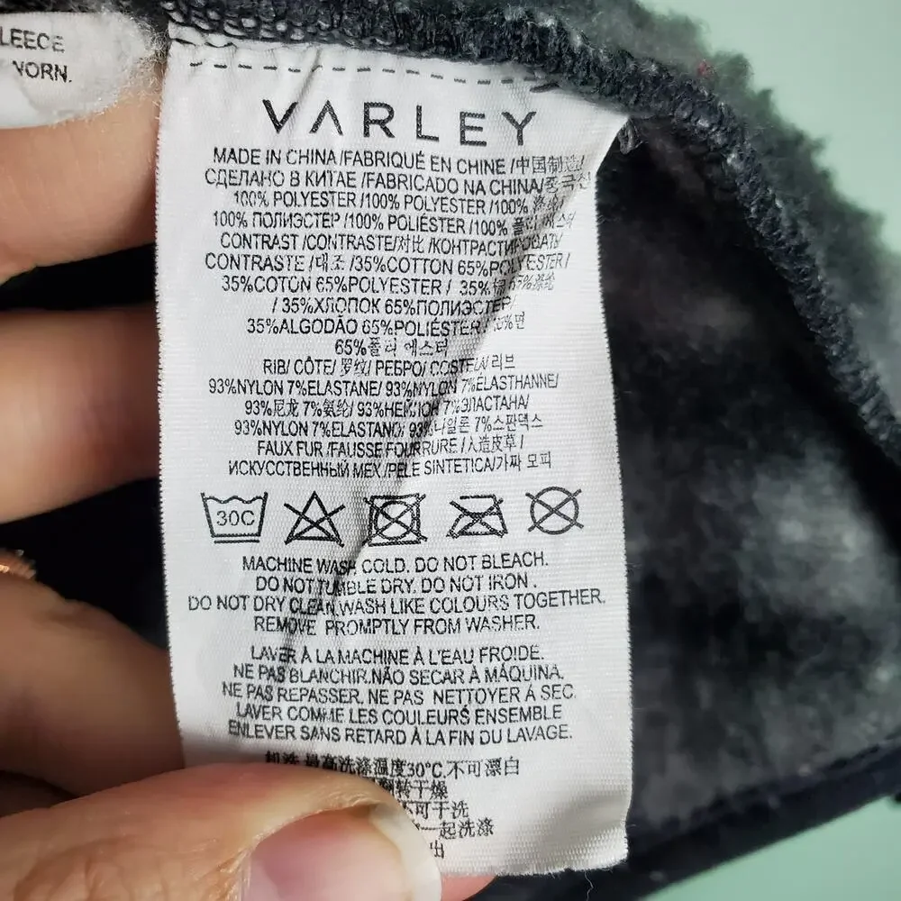 Varley Black Zebra Stripes Napoli Sherpa Jacket Size Small